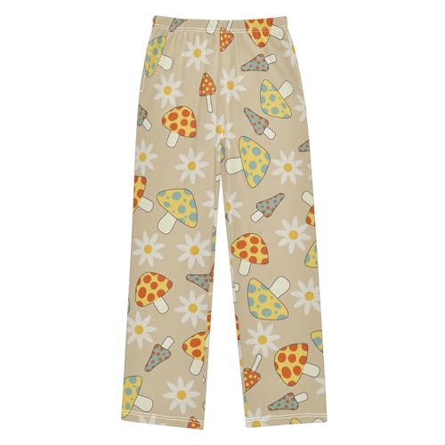Mushroom Flower Boys Pants Boys Athletic Pants Long Pant for Boywith Pockets Wide-Leg Size 6-14Y
