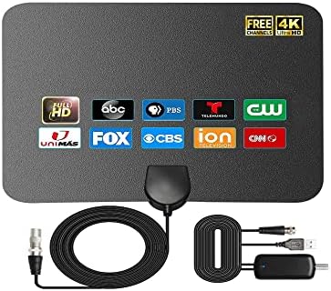 4K Amplified HD Digital TV Antenna Long 1000 Miles Range RUPA TV Antenna Indoor Support 4K 1080p Fire tv Stick and All Older TV's Indoor Smart Switch Amplifier Signal Booster with Coax HDTV Cable 17ft