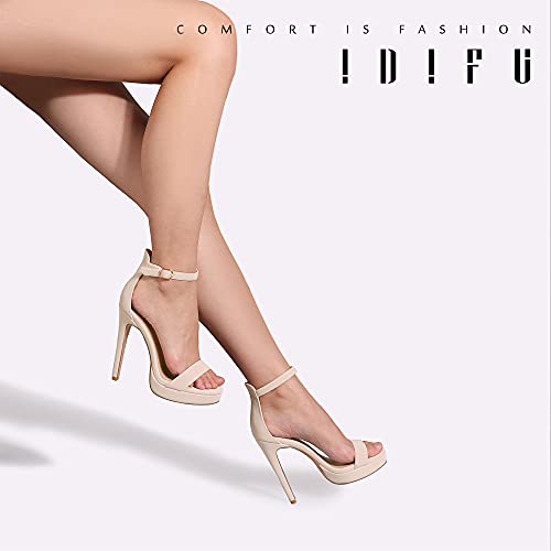 IDIFU Women's Stiletto High Heel Sandals Platform Open Toe Ankle Strap Dress Shoes for Women Bride Ladies in Wedding Bridal Party Homecoming (Nude Nubuck, 8.5 M US) by IDIFU - Used condition - Image 6