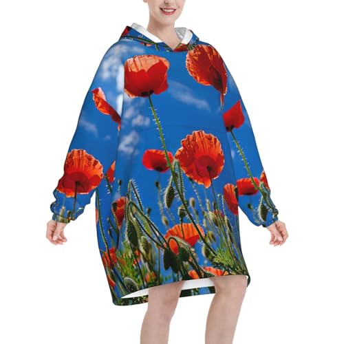 Couverture surdimensionnée coquelicots pour vos soirées cocooning au chaud - 2