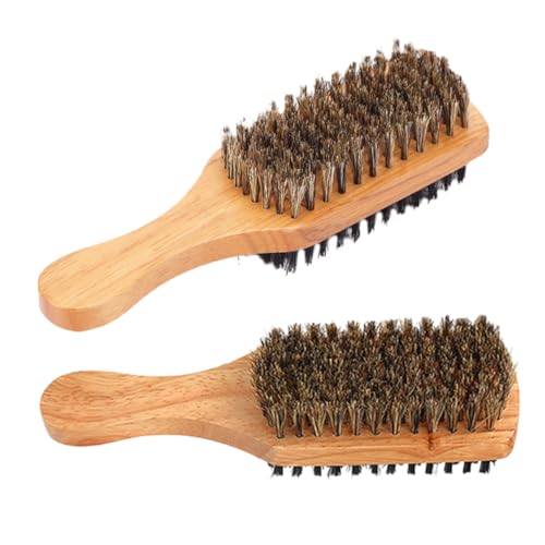FOMIYES Dual-sided Viking Beard Brush Set Soft Bristles Wooden Handle for Grooming Styling on The Go