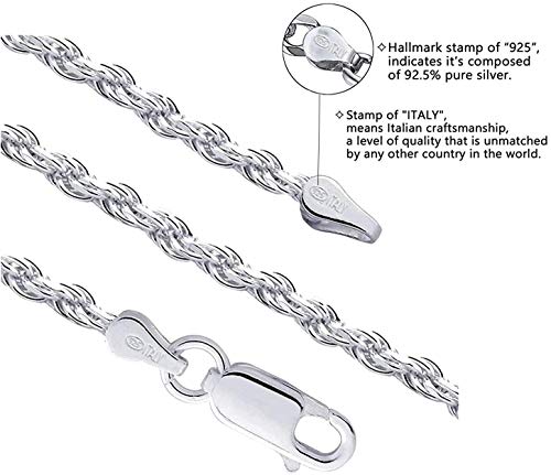 Savlano 925 Sterling Silver Rope Chain Bracelet For Women & Men - Made in Italy Comes With a Gift Box2