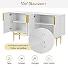 Rtopsu Credenza, Madia Moderna Mobile da Cucina con 4 Ante e 2 Ripiani, Mobile Contenitore Mobile Dispensa Cucina Buffet da Cucina per Soggiorno Cucina Sala da Pranzo, 152,5x40,5x80 cm, Bianco #4
