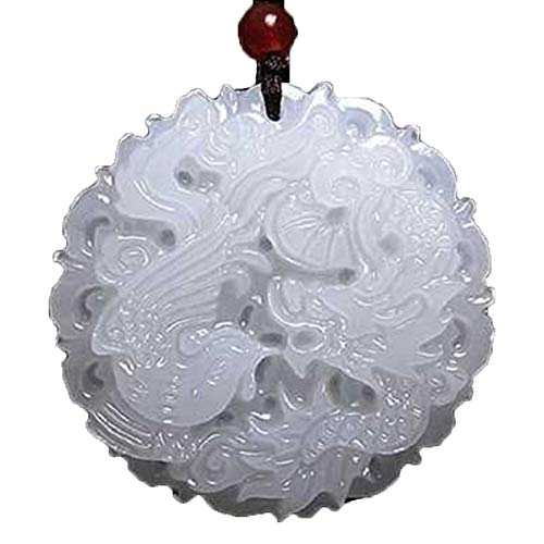 Pendentif dragon phénix jade blanc : cadeau porte-bonheur idéal pour couple et anniversaire