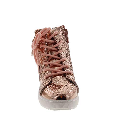 Link Ultra-69K Girl's Glitter Lace Up White Sole Ankle High Top Street Sneakers4