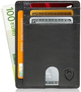 BLACKSTEELE Slim Minimalist Wallets for Men & Women - Leather Card Case Front Pocket Thin Mens Wallet RFID Credit Card Holder Holiday Gifts for Men