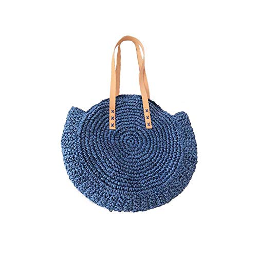 YFMXO Bolso Paja Mujer, Bolso Redondo de la Paja de la Boho para el Bolso, para las Vacaciones, Viajes, para Mujeres y Niñas
