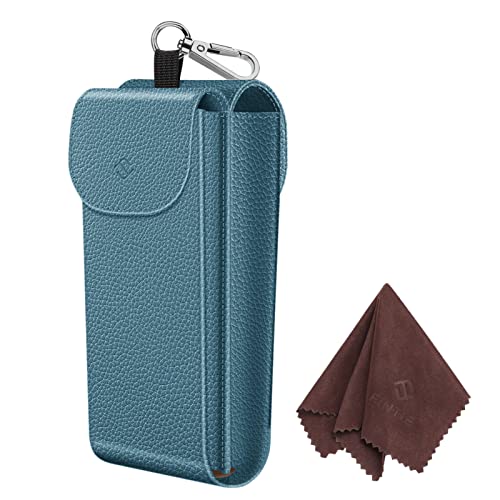 Image of FINTIE Double Glasses Case with Carabiner Hook, Portable Vegan Leather Eyeglass Case Anti-scratch Sunglasses Pouch