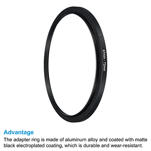PATIKIL 67mm-72mm Metal Step Up Ring, Camera Lens Filter Adapter Ring Aluminum Filter Adapter Ring for Camera Lenses Hood Black - Image 4