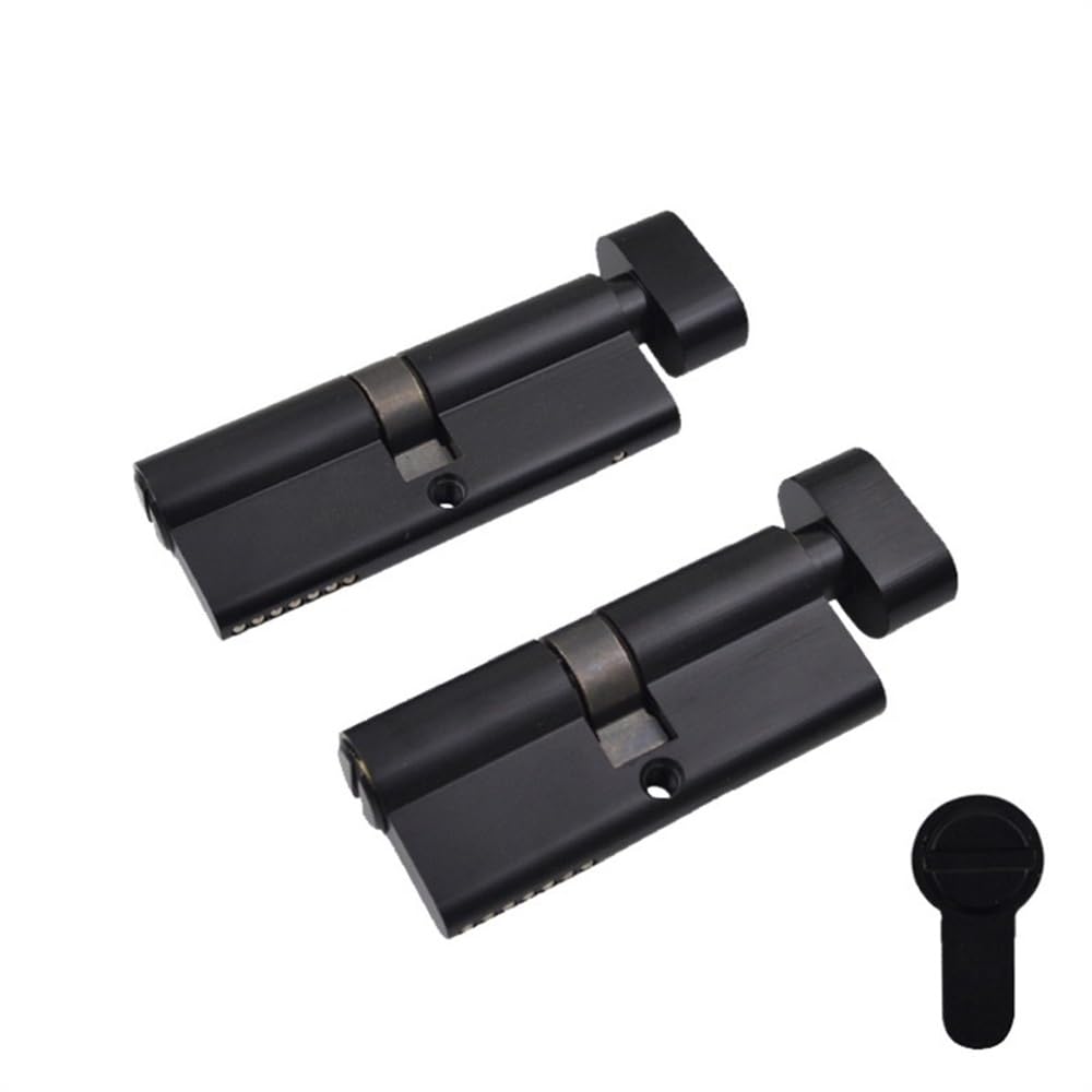 YUCHUANGYE Lock Cylinders 1pcs All Brass Black Cylinder Lock Door Toilet Bathroom Security 70 80mm Cylinder Lock Handle Customized Brass Keyless Barrel Lock(80mm)