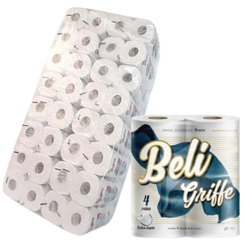 64 Rolos, Papel Higiênico Folha Dupla, Beli Griffe, 30m x 10cm
