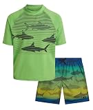 Big Chill Boys 2-Piece UPF 50+ Short Sleeve Rash Guard & Swim Trunks