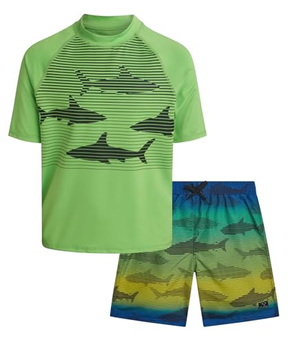Big Chill Boys 2-Piece UPF 50+ Short Sleeve Rash Guard & Swim Trunks – Sun‑Safe Beach Set