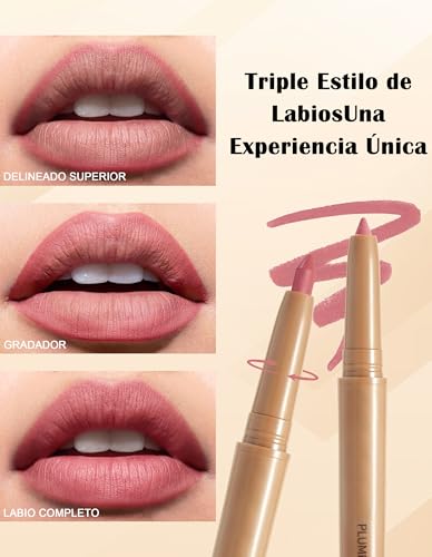 Erinde Perfilador de Labios con Pincel de Difuminado, Lápiz Labial Mate de Larga Duración, Delineador de Labios Cremoso e Impermeable, Alta Pigmentación y Efecto Voluminizador #07 - imagen 6