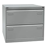 BISLEY Light Hängeregistraturschrank, doppelbahnig, DIN A4, 2 HR-Schubladen, Metall, 355 Silber, 62.2 x 80 x 71.1 cm