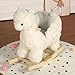 Baby Rocking Horse, Toddler Rocking Toy with Lullaby Song, Moose Wooden Horse with Hand Puppets & Safety Belt for Baby Boys Girls Nursery/Child Christmas Birthday Gift (White)