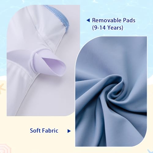 Image of Belovance Girls Swimsuits One Piece Bathing Suit Solid Color Block Tween Swimming Suit Beach Swimwear Quick Dry 5-14 Years
