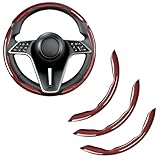LevChall 3-Piece Carbon Fiber Steering Wheel Cover, Anti-Slip & Segmented Thin Design for Comfort Grip, Universal Fit 99% Cars SUV Truck,Red