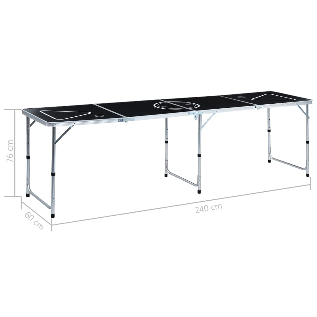 Tavolo da Beer Pong pieghevole con tazze e palline, portatile, pieghevole, regolabile in altezza, per feste, giardino, campeggio, JGA, all'aperto, in alluminio resistente, design leggero