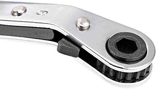 Utoolmart Reversible Ratcheting Wrench, Double Box End Ratcheting Wrench, Offset Double Box End Ratcheting Wrench, 6Mm X 8Mm Ratcheting Wrench, Chrome Vanadium Steel, 1 Pcs #TOP3