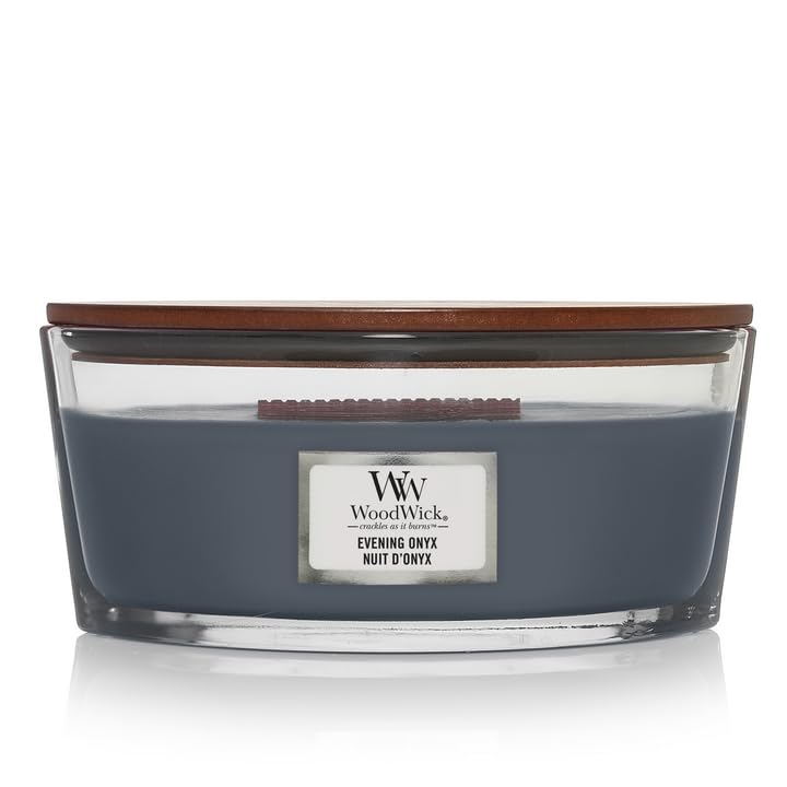 WoodWick Vela aromática Ellipse Evening Onyx – 9 cm/19 cm