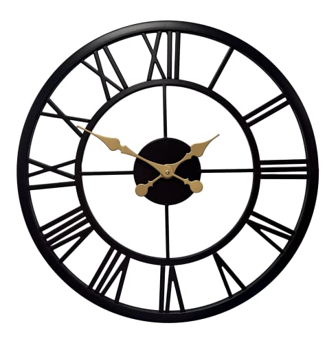 HH Home Hut Garden Wall Clock Roman Numerals Face Large Indoor Outdoor Giant Metal Copper 58cm