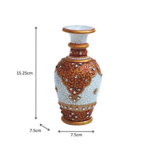 Handicrafts Paradise Kundan Embellished Marble Flower Vase #TOP2