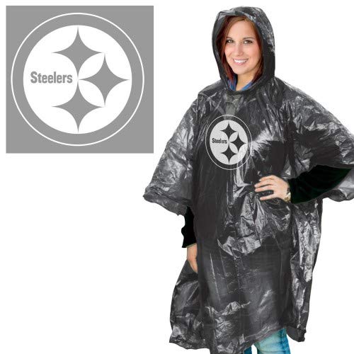 Wincraft NFL Pittsburgh Steelers Rain Poncho, Team Colors, One Size