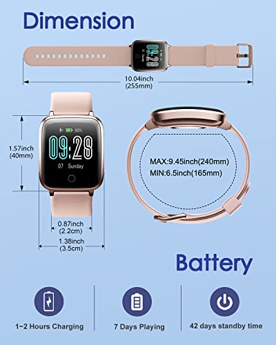 GRV - Reloj Inteligente para Hombre, Mujer, podómetro, Ritmo cardíaco, Reloj Deportivo Impermeable IP68, Reloj Inteligente para Android, iOS, Multideporte, notificación SMS y Llamada cronómetro