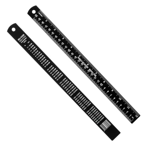 2 Pcs Metal Ruler with Centimeters,Stainless Steel Rulers with Inches and Conversion Table, Metric Rule Set(30cm/12inch)
