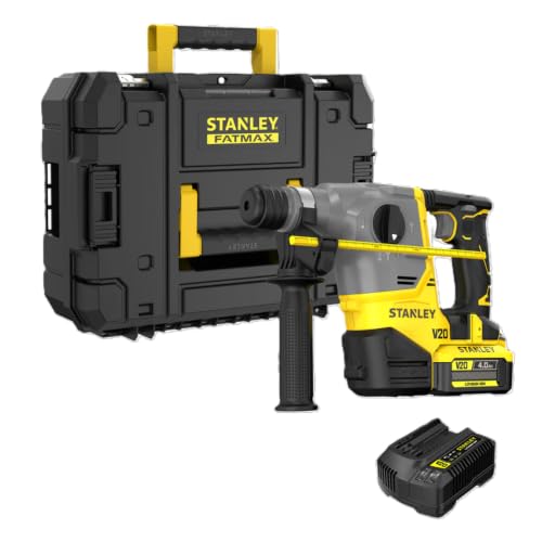 Image of STANLEY FATMAX SBH910M1T-B1 20V MAX CORDLESS Brushless 3-Mode SDS-Plus Rotary Hammer Kit | 1100 RPM | 2.5 Joules Impact Energy Power Tool with 1x 4.0Ah V20 Battery, Charger and Pro-Stack Storage Case