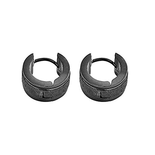 Edforce Stainless Steel Brushed Center Polished Edge Small Huggie Hoop Earrings3