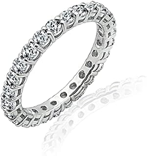 Amazon Collection Platinum-Plated Sterling Silver All-Around Band Ring set with Round Infinite Elements Cubic Zirconia (1 cttw), Size 6