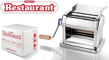 Pasta Maker Machine by Imperia - Professional Grade Restaurant Manual Pasta Roller w Handle, Clamp and Tray Attachment, Made in Italy, Durable Construction, Make Homemade Italian Noodles, Cooking Gift