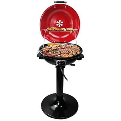 Techwood 1600W Indoor Outdoor Electric grill, Electric BBQ Grill, Portable Removable Stand grill, Red