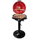Techwood 1600W Indoor Outdoor Electric grill, Electric BBQ Grill, Portable Removable Stand grill, Red