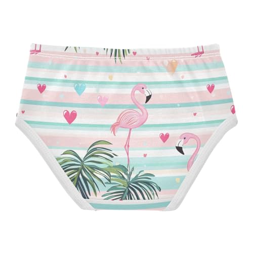 Wusikd Cute Pink Flamingos Girls' Underwear Cotton Palm Leaves Girls Briefs Soft Toddler Underwear 2T2