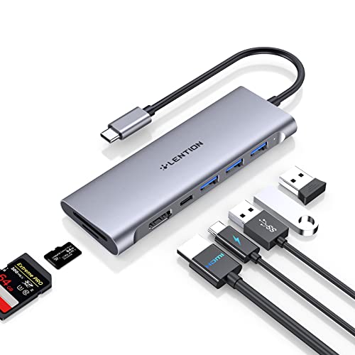 LENTION 7-in-1 USB C Hub 4K@30Hz 100W PD 3 USB 3.0 Ports Card Readers