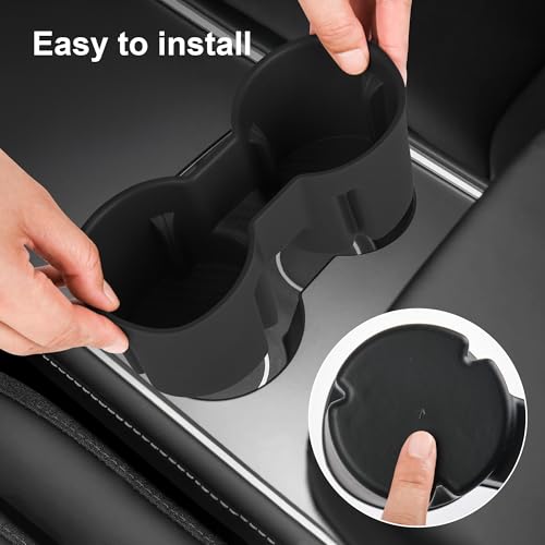 Portavasos para Tesla Model 3/Y 2021-2024 de silicona negra miniatura 4