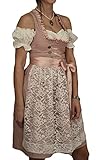 Golden Trachten Dirndl Set Trachtenkleid Rosa mit Weiß gepunktet Gr 34 bis 42 518GT (42)