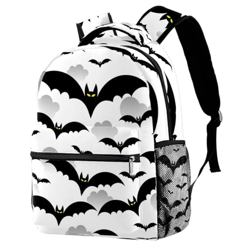 Sac à dos d'école chauve-souris Halloween multicolore pour ado et enfant 40cm