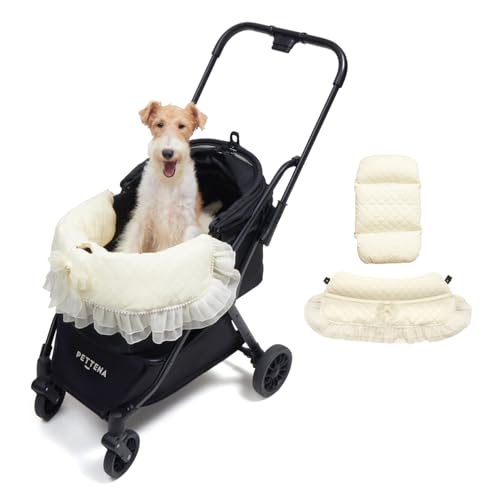 【秋冬あったか クッション付き】PETTENA 自動折りたたみペットカート 中型・小型犬対応 20kg耐荷重 EN1888認証 軽量＆コンパクト設計 自立式で収納ラクラク 広々空間 三面メッシュ通気窓で快適性アップ 犬猫兼用バギー お出かけ・お散歩・介護用に最適 安定走行＆静音タイヤ 最大18ヶ月保証 NEWTON（ブラック）