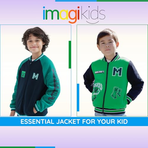 Minecraft Zip Up Varsity Bomber Jacket Little Kid to Big Kid Sizes (5-6 - 18-20)3