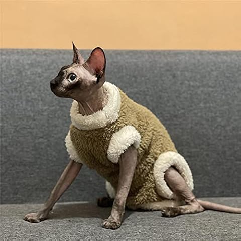 TENGTUD Haarlose Katzenkleidung, Sphynx/Devon cat Plus Samt Verdickung Kleidung-XL_COF-Farbe Cover