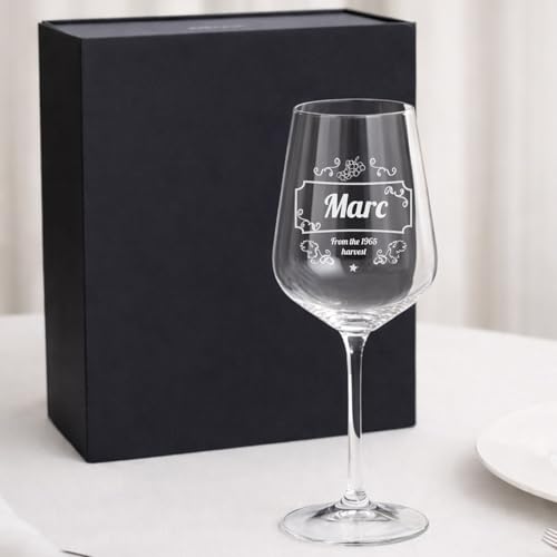 Wanapix | Copa de Vino Personalizada | Estuche de Regalo Incluido | Copa de Cristal Grabada para Vino | Con Nombre o Texto | Copa de Cristal | Gran reserva