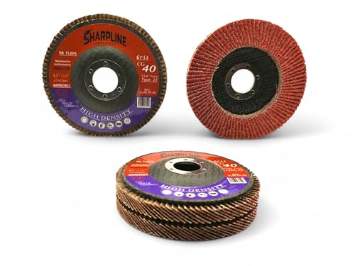 Sharpline Abrasives High Density Jumbo Ceramic Flap Discs 2 Pack 40 Grit HD - Long-Lasting, Non Clogging Grinding & Sanding Wheel - 90 Flaps for High Performance - for Metal, Wood & Stainless Steel