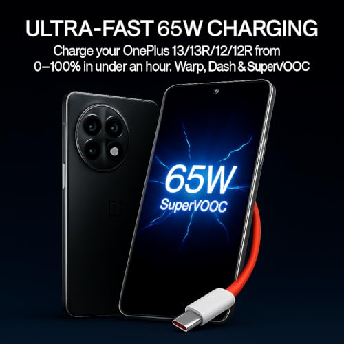 Image of Original 65W OnePlus Dash Warp Charge Cable, USB A to Type C Data Sync Fast Charging Cable Compatible with One Plus 3 /3T /5 /5T /6 /6T /7 /7T /7 pro, Nord 2 & for All Type C Devices - 1 Meter, Red