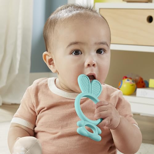 Image of Fisher-Price Newborn Baby Toy Bunny Teether BPA-Free for Tummy Time & Travel Sensory Play for Infants Ages 3+ Months