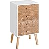 HOMCOM Cómoda Con 3 Cajones Cómoda Dormitorio Con Frontales De Ratán Y Patas Elevadas Para Salón