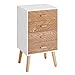 HOMCOM Mesita de Noche Madera con 4 Cajones Comoda Rústica Cajonera Mesilla Mueble para Dormitorio Armario Almacenamiento 40x30x75 cm Blanco y Natural
